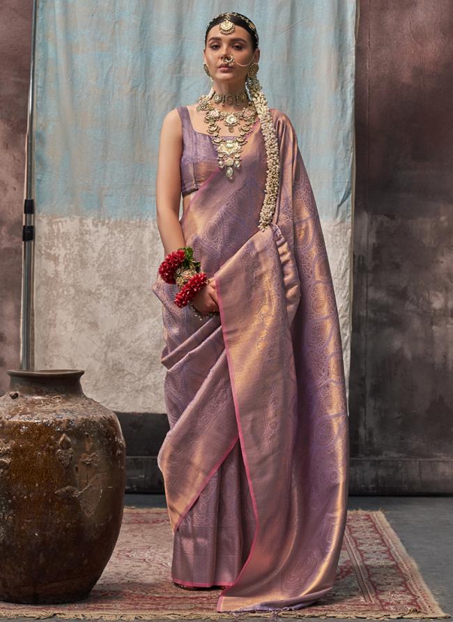 Silk Pink Wedding Wear Weaving Saree